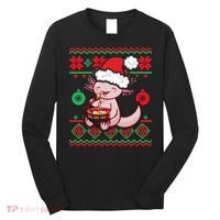 Ugly Anime Christmas Sweater Kawaii Axolotl Eating Ramen Long Sleeve Shirt thumb 0