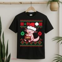 Ugly Anime Christmas Sweater Kawaii Axolotl Eating Ramen T-Shirt thumb 2
