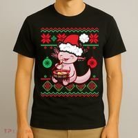 Ugly Anime Christmas Sweater Kawaii Axolotl Eating Ramen T-Shirt thumb 3