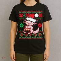 Ugly Anime Christmas Sweater Kawaii Axolotl Eating Ramen T-Shirt thumb 4