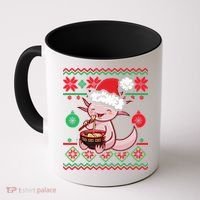 Ugly Anime Christmas Sweater Kawaii Axolotl Eating Ramen Coffee Mug thumb 0