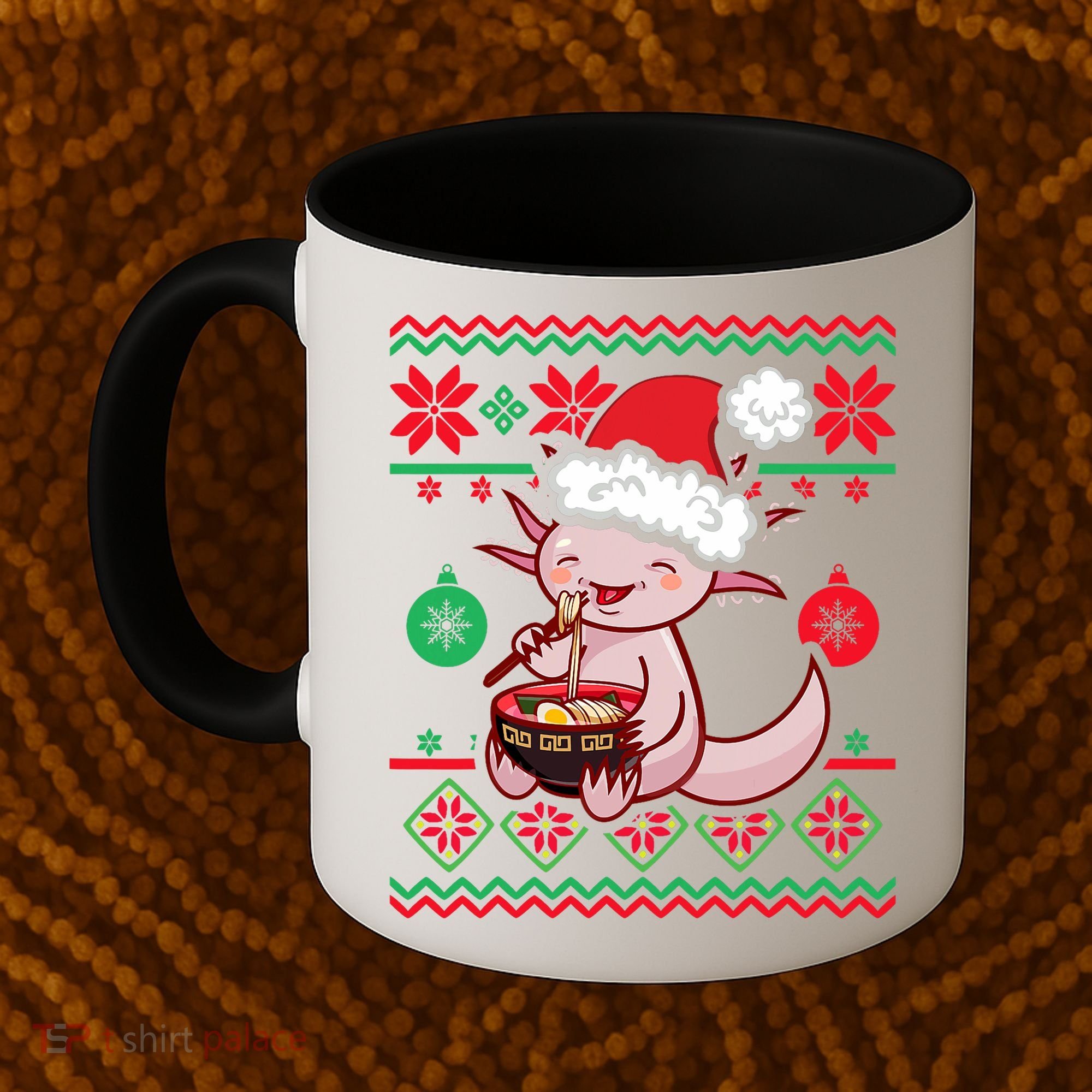 Ugly Anime Christmas Sweater Kawaii Axolotl Eating Ramen Coffee Mug