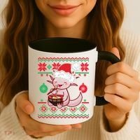 Ugly Anime Christmas Sweater Kawaii Axolotl Eating Ramen Coffee Mug thumb 3