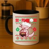 Ugly Anime Christmas Sweater Kawaii Axolotl Eating Ramen Coffee Mug thumb 4