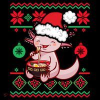Ugly Anime Christmas Sweater Kawaii Axolotl Eating Ramen Coffee Mug thumb 5