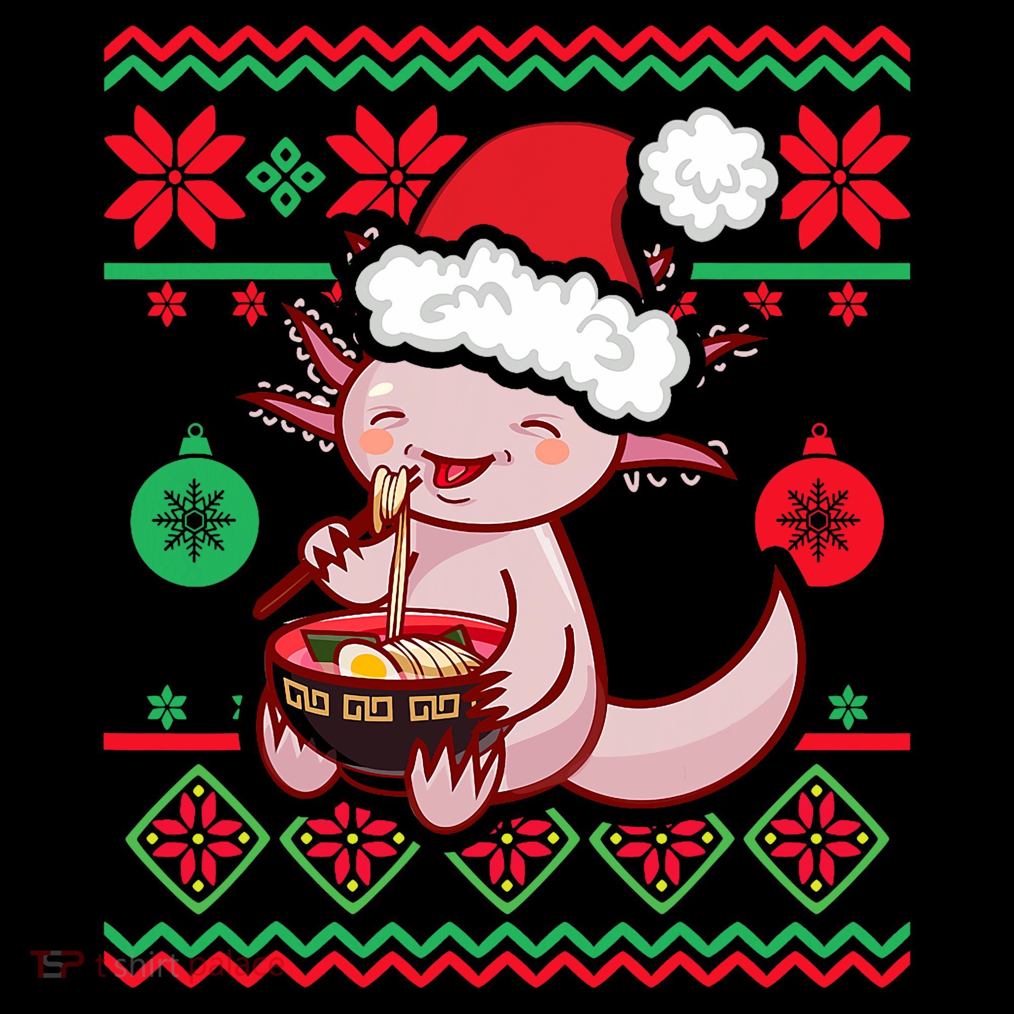 Ugly Anime Christmas Sweater Kawaii Axolotl Eating Ramen Coffee Mug