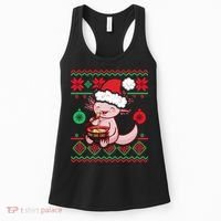 Ugly Anime Christmas Sweater Kawaii Axolotl Eating Ramen Women's Tank Top thumb 0