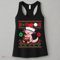 Ugly Anime Christmas Sweater Kawaii Axolotl Eating Ramen Women's Tank Top thumb 3