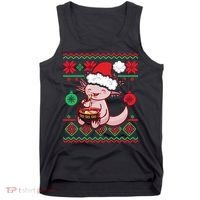Ugly Anime Christmas Sweater Kawaii Axolotl Eating Ramen Tank Top thumb 0