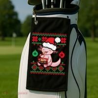 Ugly Anime Christmas Sweater Kawaii Axolotl Eating Ramen Golf Towel thumb 2