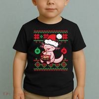 Ugly Anime Christmas Sweater Kawaii Axolotl Eating Ramen Toddler T-Shirt thumb 2