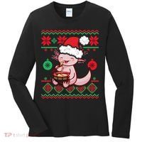 Ugly Anime Christmas Sweater Kawaii Axolotl Eating Ramen Women's Long Sleeve Shirt thumb 0