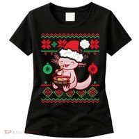 Ugly Anime Christmas Sweater Kawaii Axolotl Eating Ramen Women's T-Shirt thumb 0