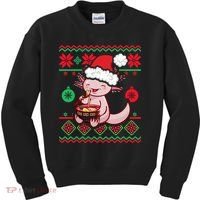 Ugly Anime Christmas Sweater Kawaii Axolotl Eating Ramen Kids Sweatshirt thumb 0