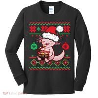 Ugly Anime Christmas Sweater Kawaii Axolotl Eating Ramen Kids Long Sleeve Shirt thumb 0