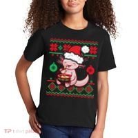 Ugly Anime Christmas Sweater Kawaii Axolotl Eating Ramen Kids T-Shirt thumb 2