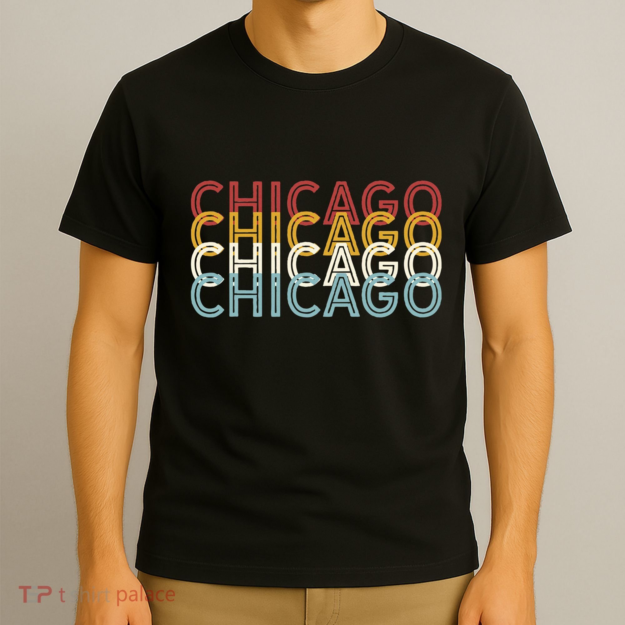 Us American City 70S Retro Usa Vintage Chicago T-Shirt