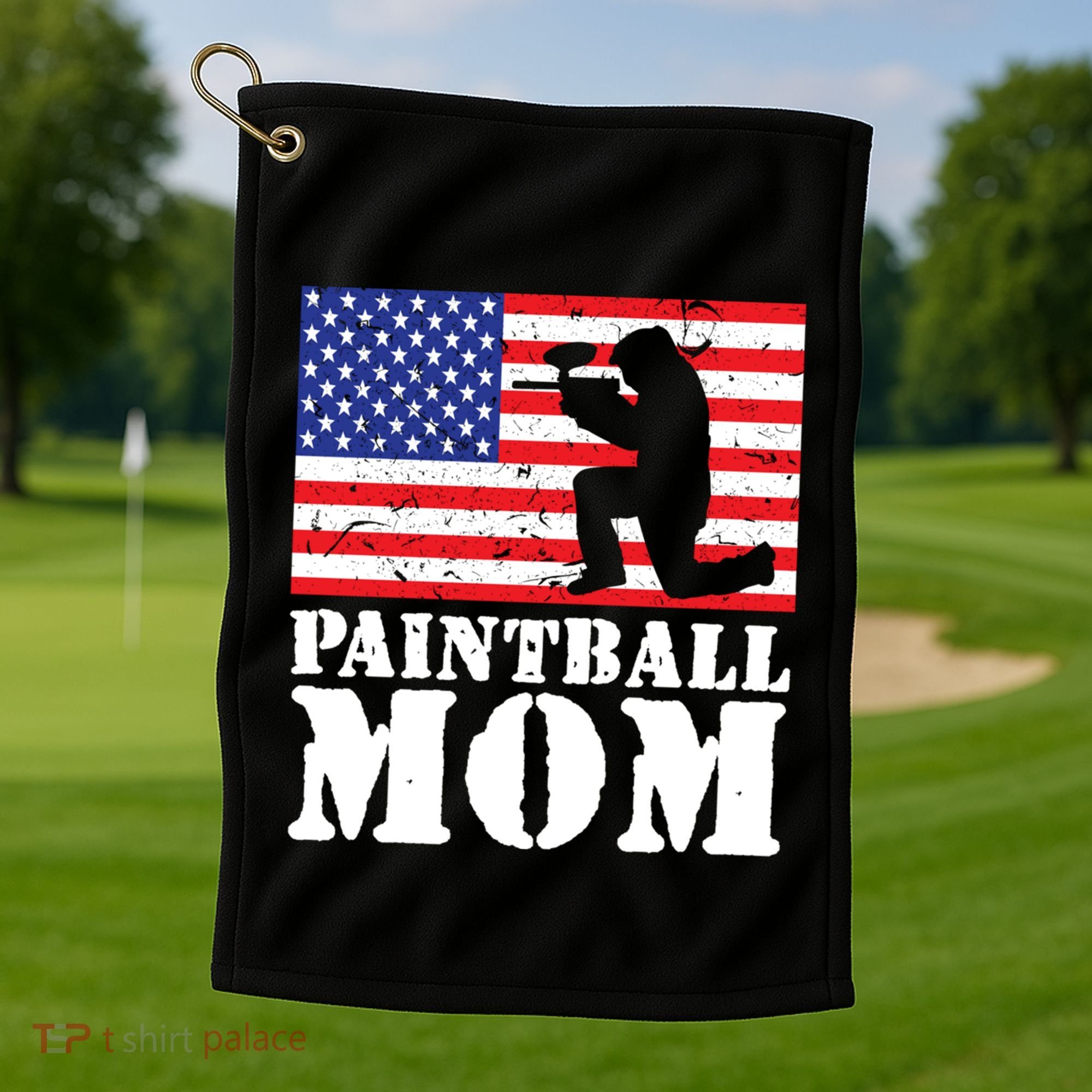 Usa American Distressed Flag Paintball Mom Her Gift Cute Gift Golf Towel