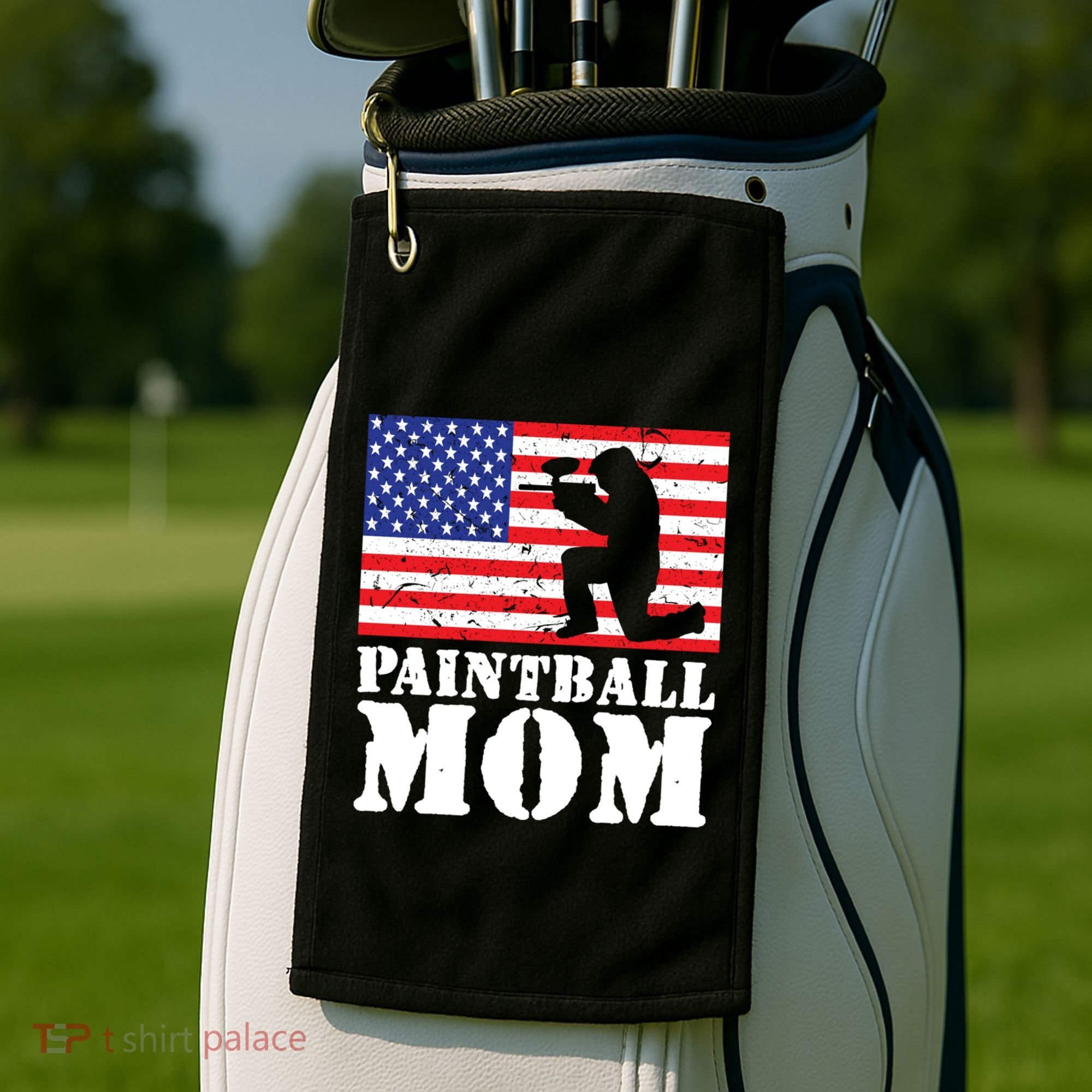 Usa American Distressed Flag Paintball Mom Her Gift Cute Gift Golf Towel