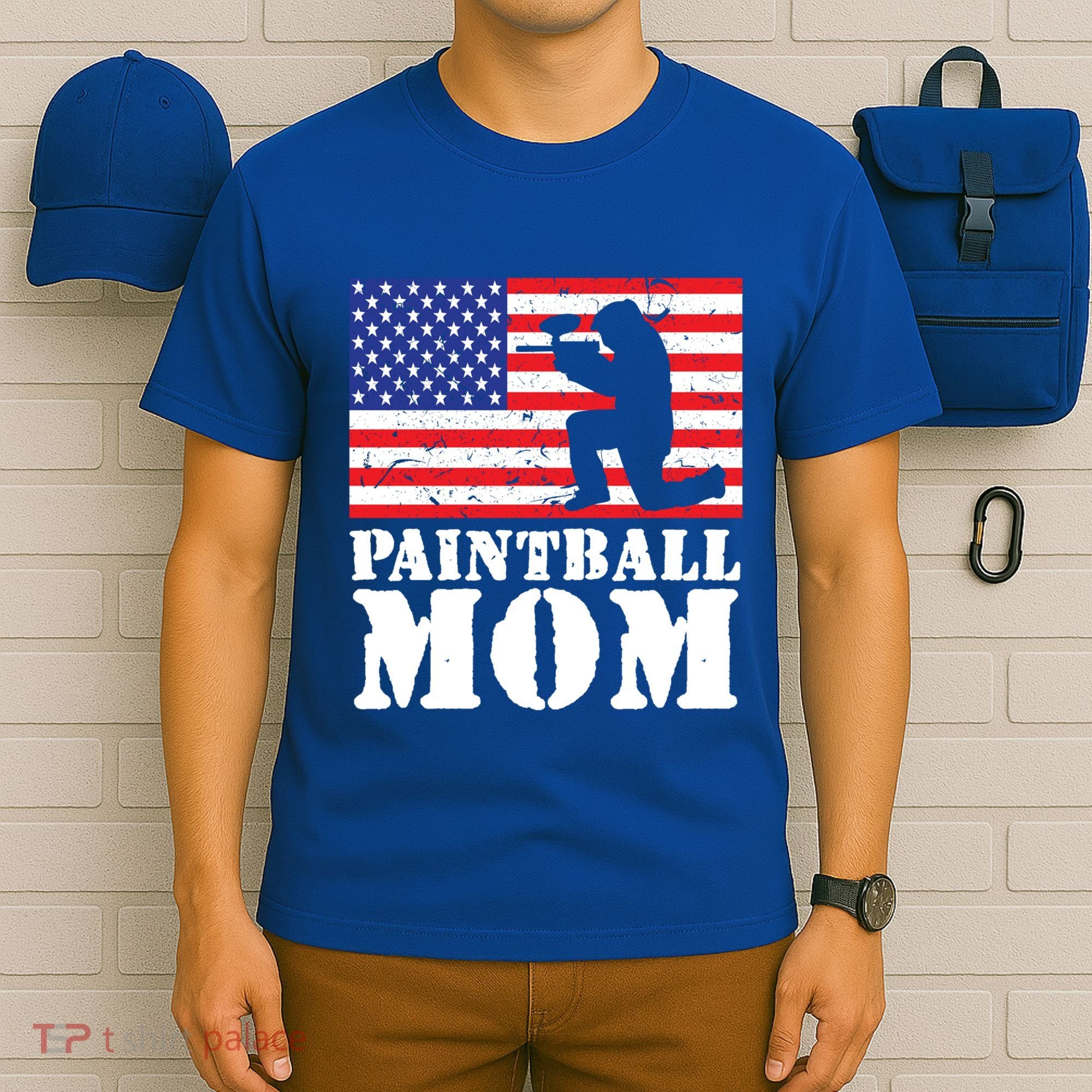 Usa American Distressed Flag Paintball Mom Her Gift Cute Gift T-Shirt
