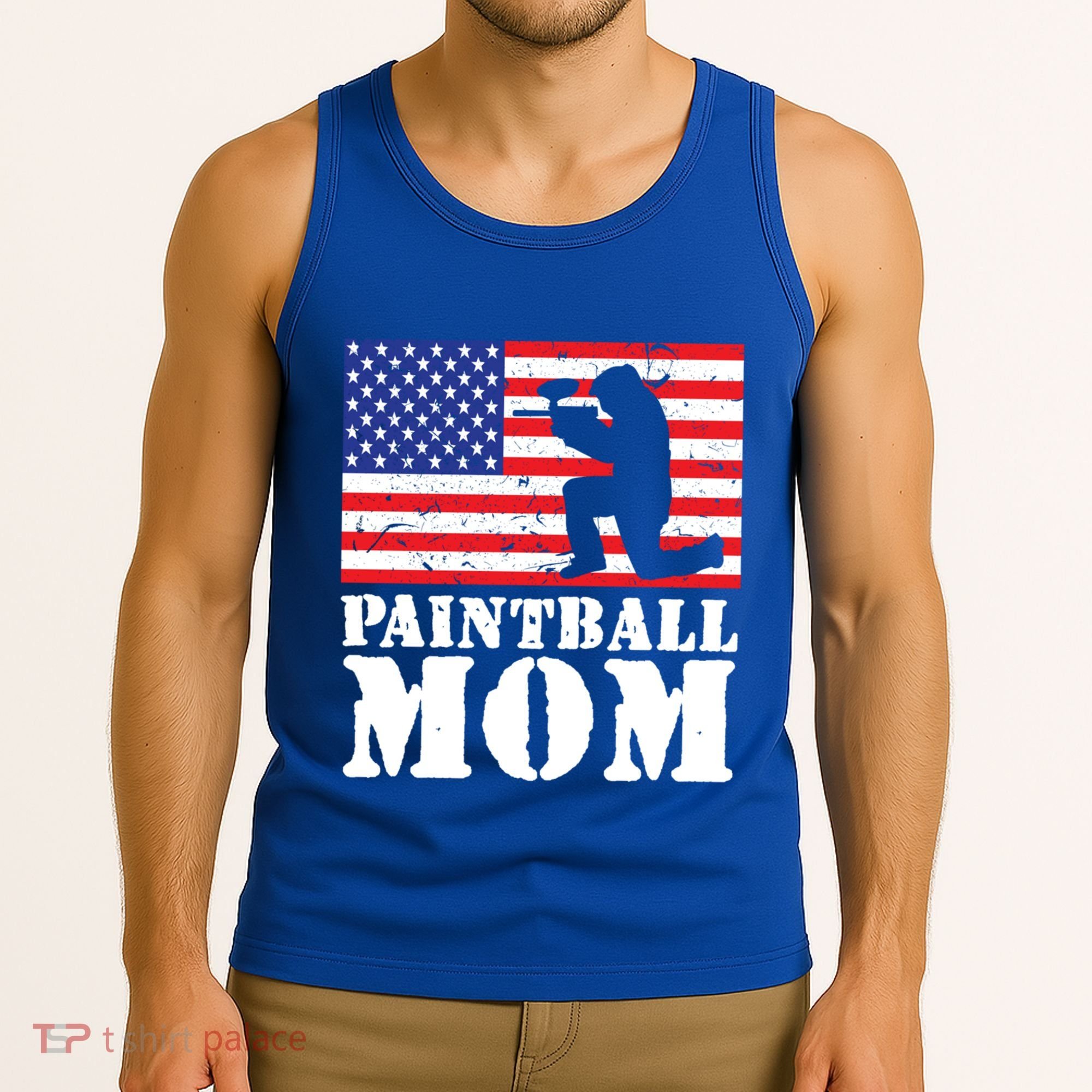Usa American Distressed Flag Paintball Mom Her Gift Cute Gift Tank Top