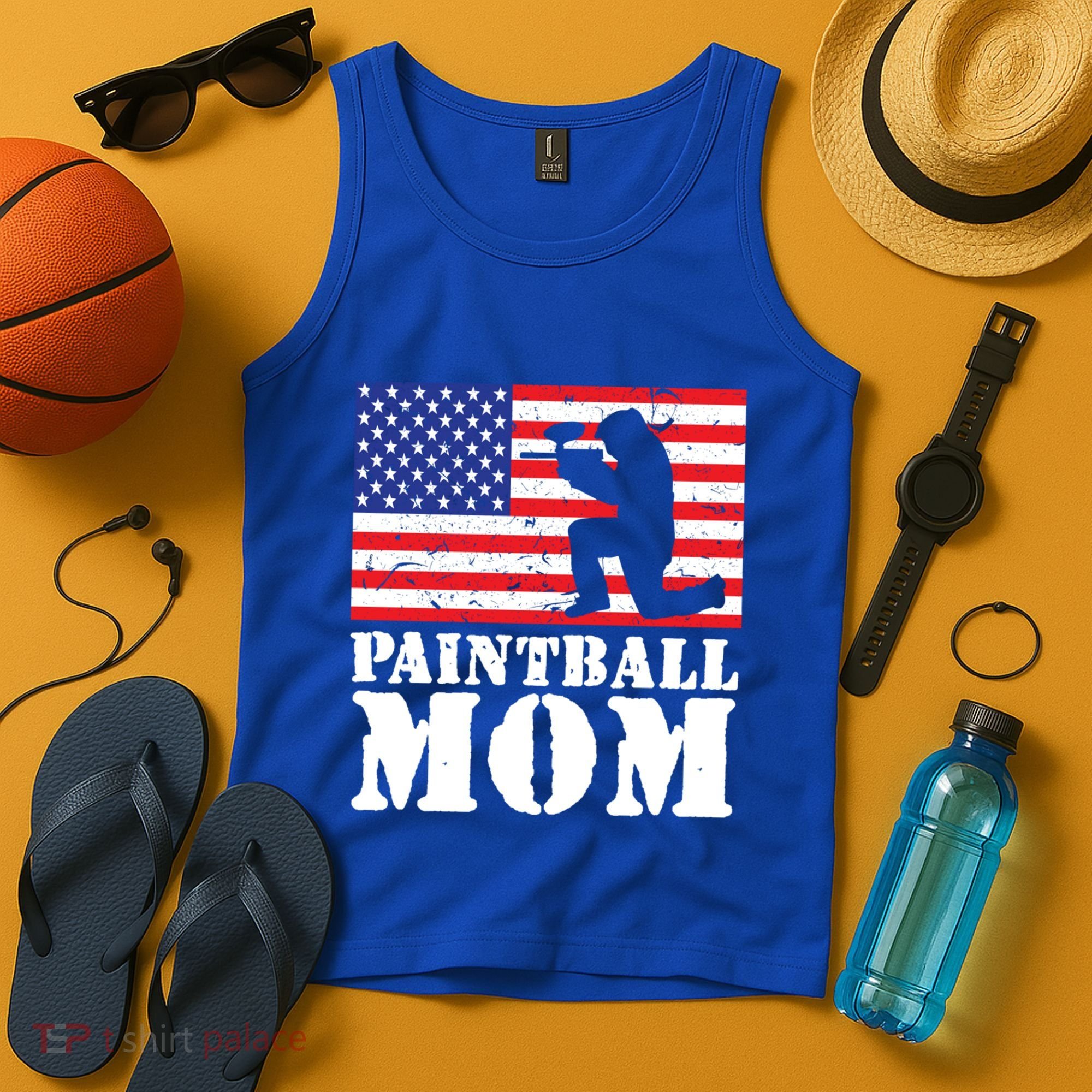 Usa American Distressed Flag Paintball Mom Her Gift Cute Gift Tank Top