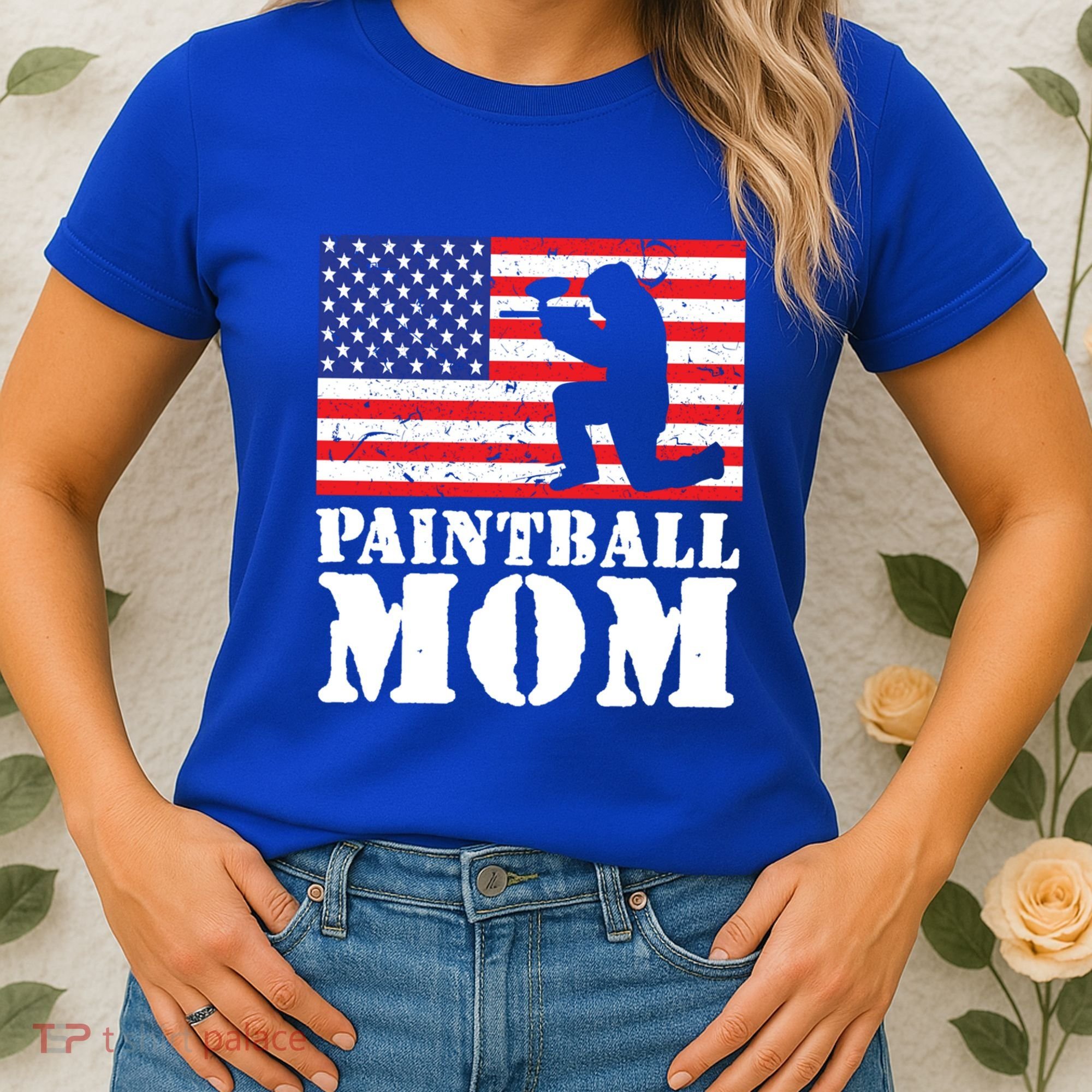 Usa American Distressed Flag Paintball Mom Her Gift Cute Gift Women's T-Shirt
