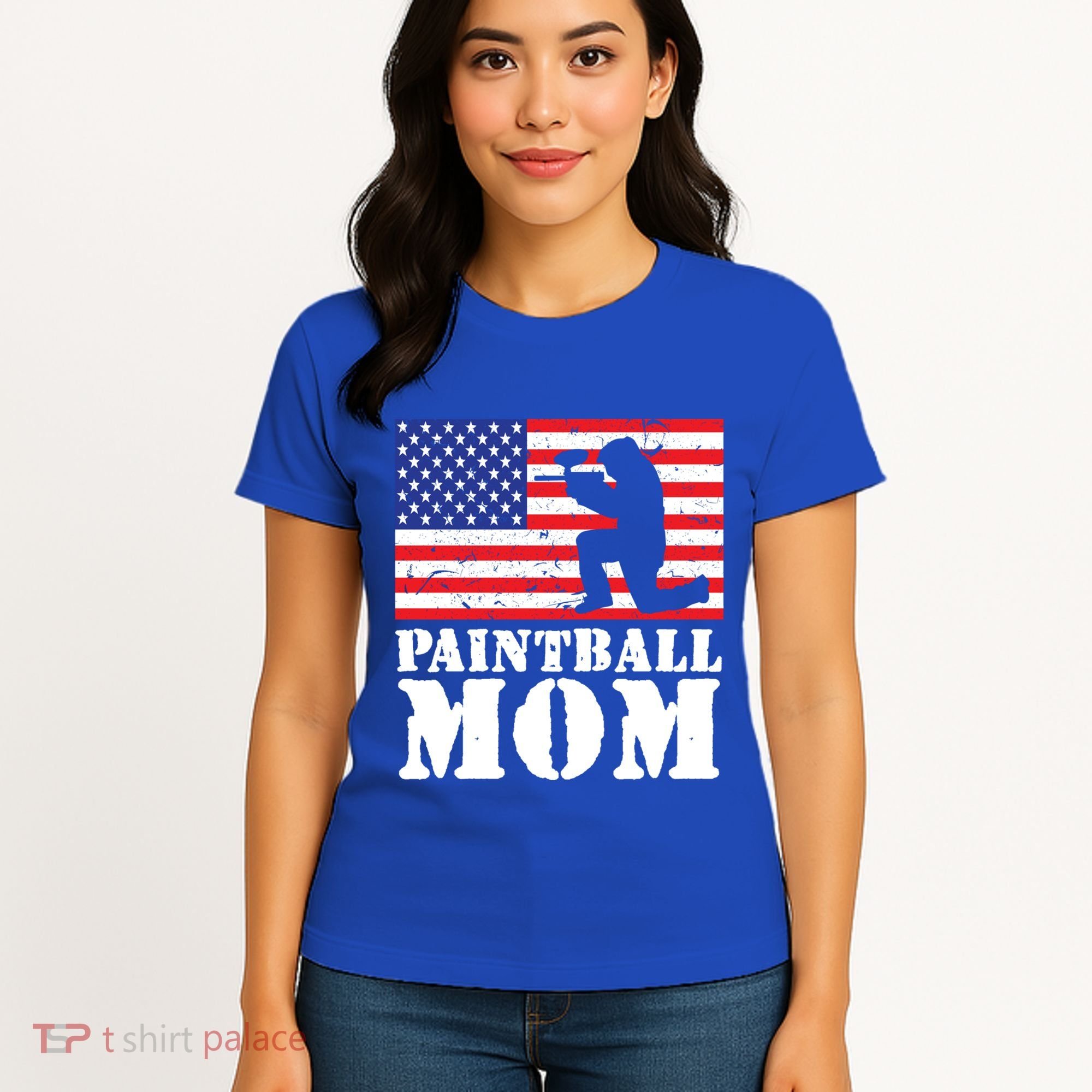 Usa American Distressed Flag Paintball Mom Her Gift Cute Gift Women's T-Shirt