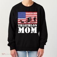 Usa American Distressed Flag Triathlon Mom For Her Gift Women's Sweatshirt thumb 0