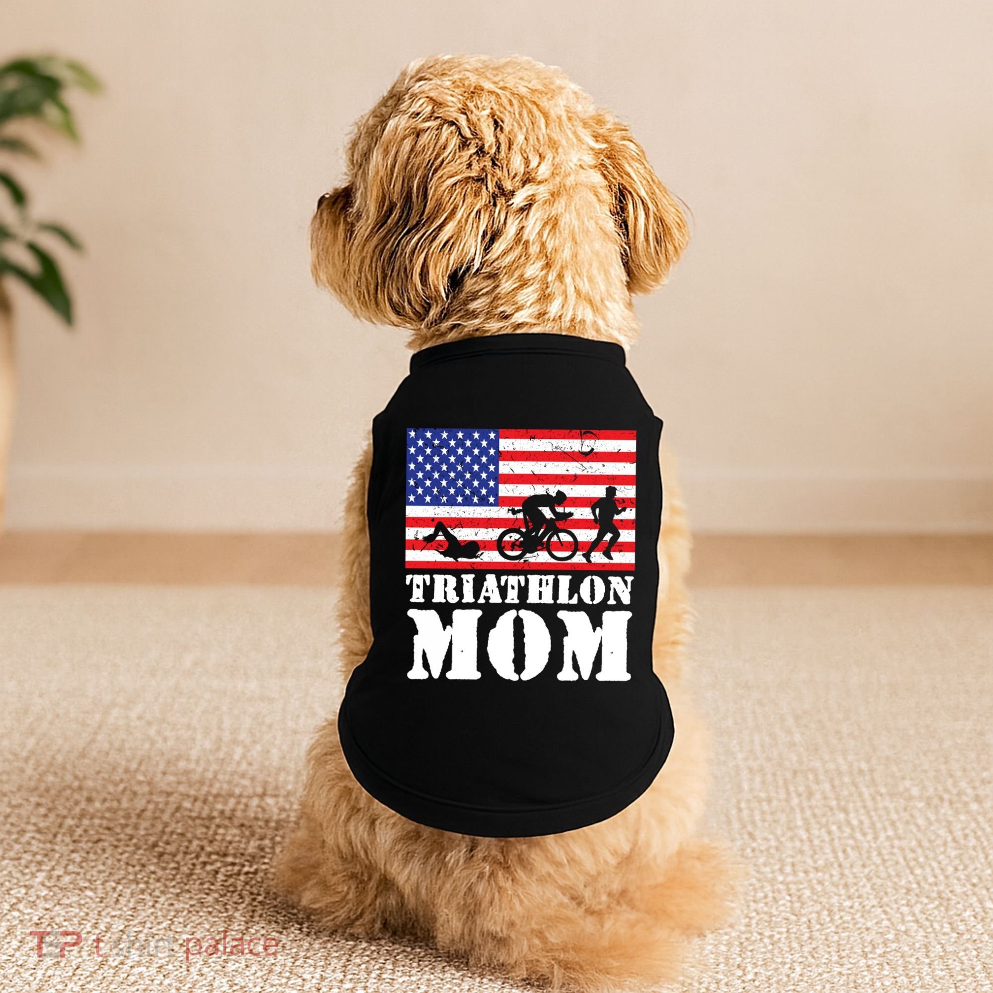 Usa American Distressed Flag Triathlon Mom For Her Gift Doggie Tank