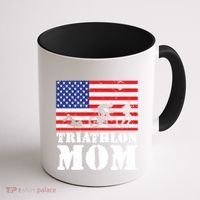 Usa American Distressed Flag Triathlon Mom For Her Gift Coffee Mug thumb 1