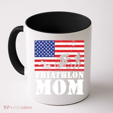 Usa American Distressed Flag Triathlon Mom For Her Gift Coffee Mug