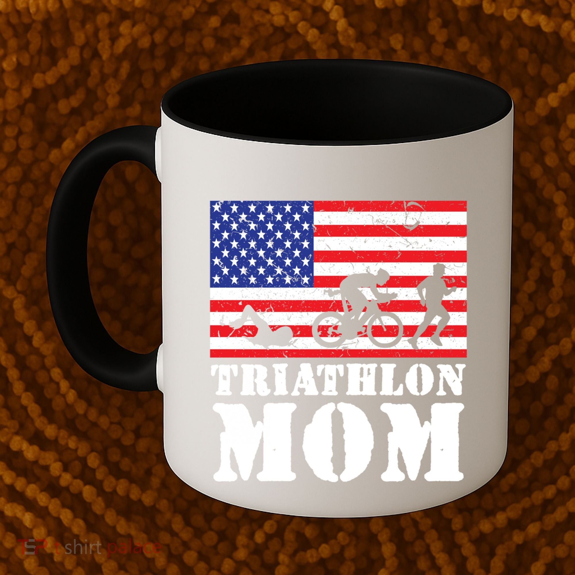 Usa American Distressed Flag Triathlon Mom For Her Gift Coffee Mug