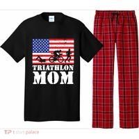 Usa American Distressed Flag Triathlon Mom For Her Gift Pajama Set thumb 0
