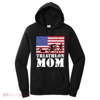 Usa American Distressed Flag Triathlon Mom For Her Gift Women's Hoodie thumb 0