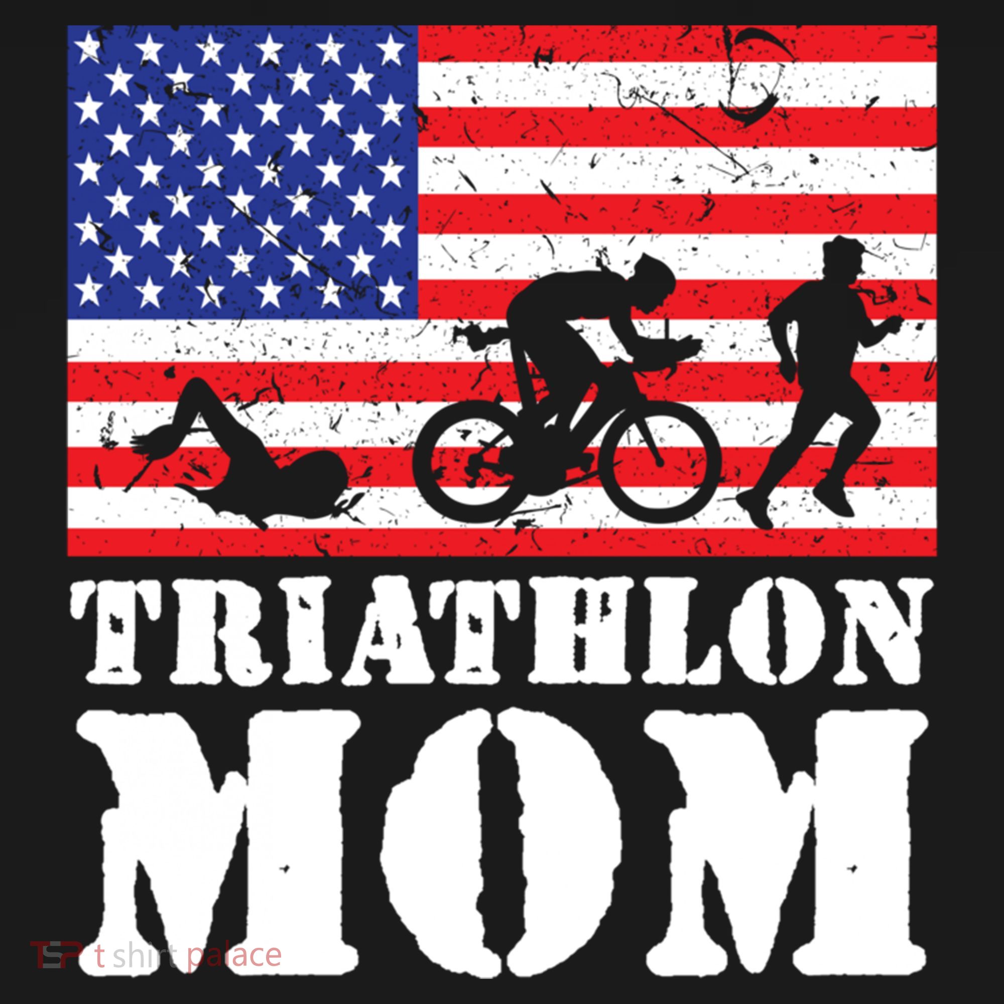 Usa American Distressed Flag Triathlon Mom For Her Gift Women's Hoodie