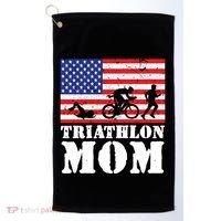 Usa American Distressed Flag Triathlon Mom For Her Gift Golf Towel thumb 0
