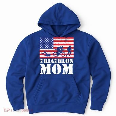 Usa American Distressed Flag Triathlon Mom For Her Gift Hoodie