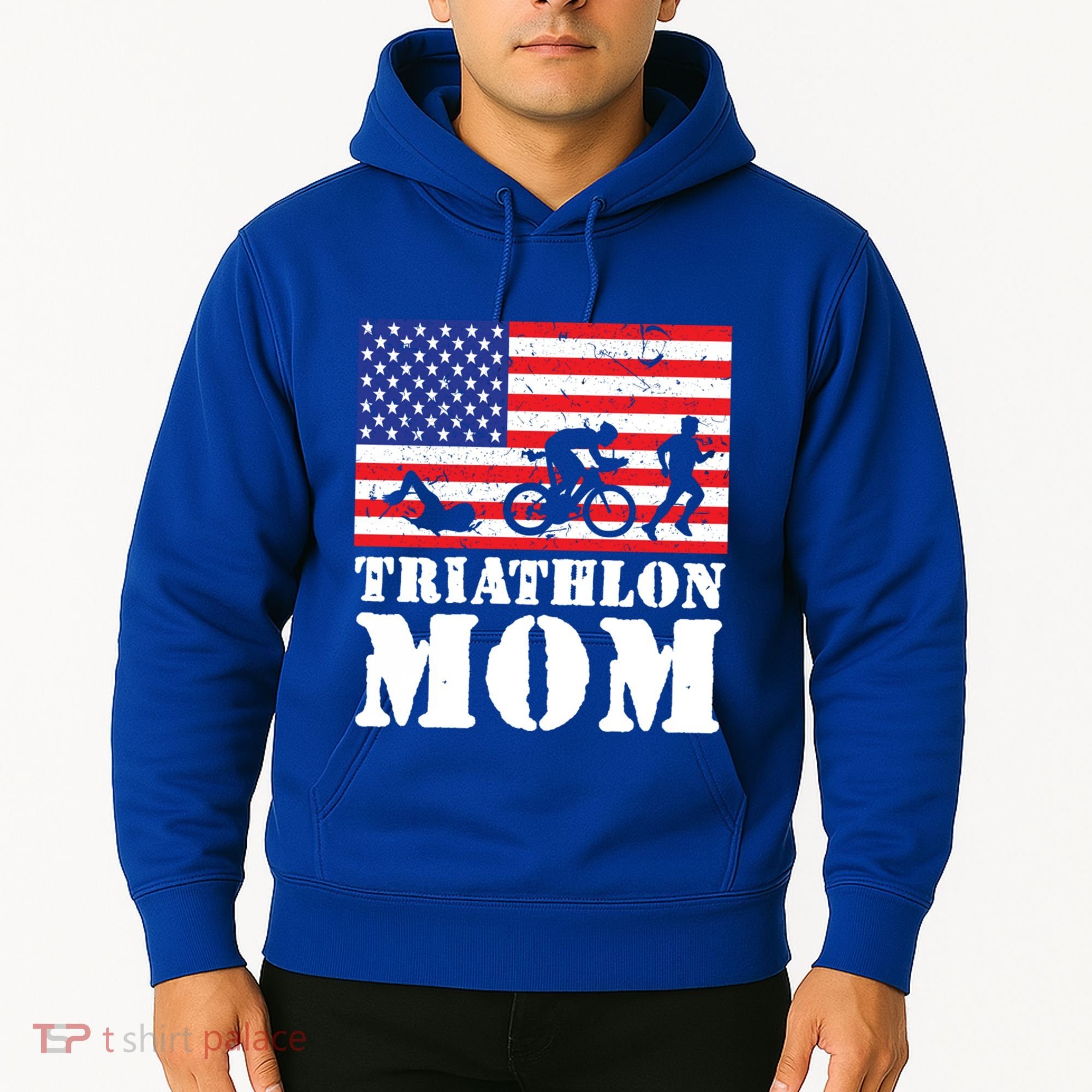 Usa American Distressed Flag Triathlon Mom For Her Gift Hoodie