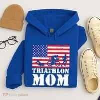 Usa American Distressed Flag Triathlon Mom For Her Gift Hoodie thumb 4
