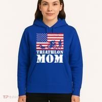 Usa American Distressed Flag Triathlon Mom For Her Gift Hoodie thumb 5