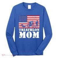 Usa American Distressed Flag Triathlon Mom For Her Gift Long Sleeve Shirt thumb 0