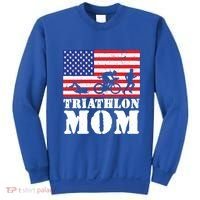 Usa American Distressed Flag Triathlon Mom For Her Gift Sweatshirt thumb 0