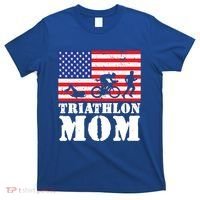 Usa American Distressed Flag Triathlon Mom For Her Gift T-Shirt thumb 0