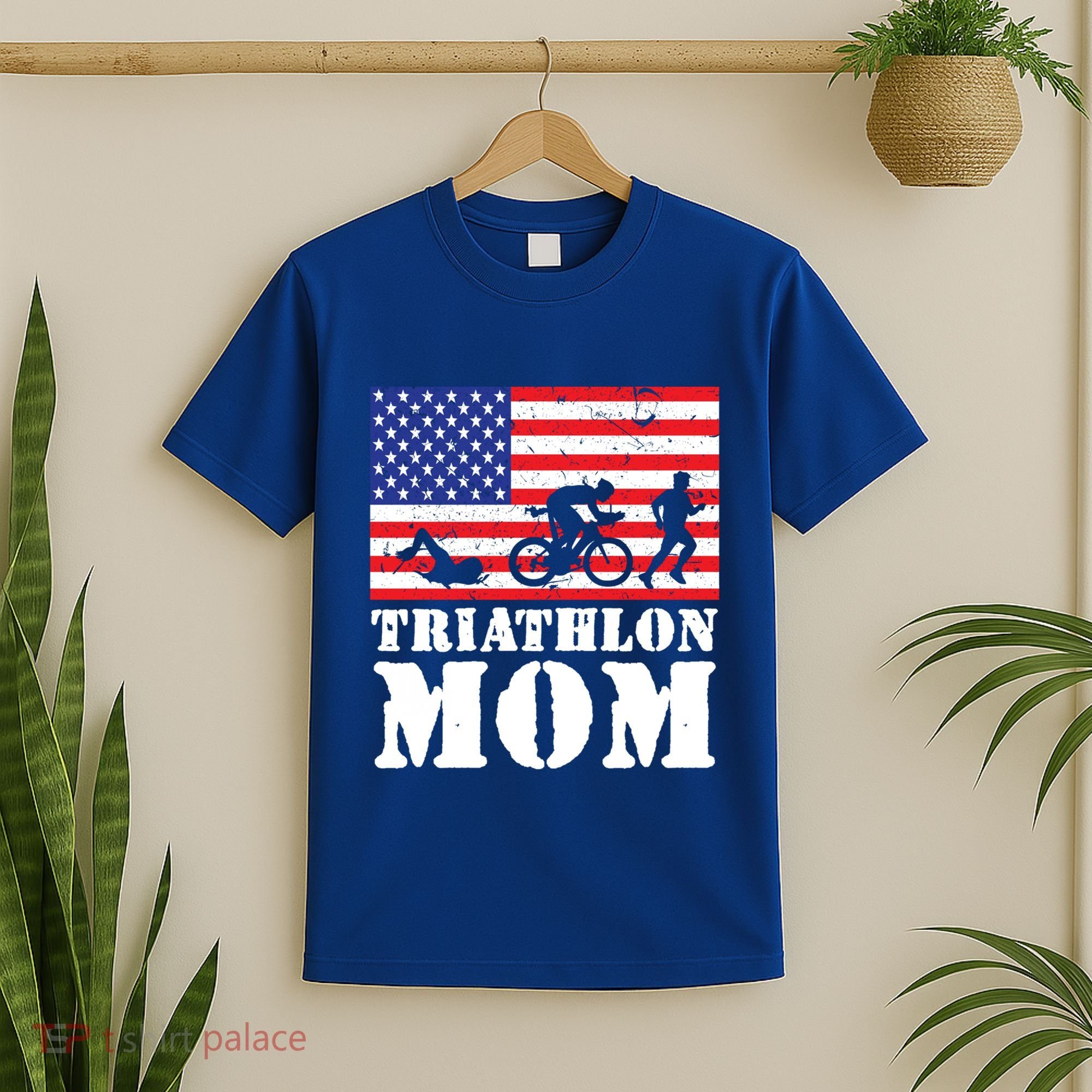 Usa American Distressed Flag Triathlon Mom For Her Gift T-Shirt