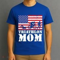 Usa American Distressed Flag Triathlon Mom For Her Gift T-Shirt thumb 3