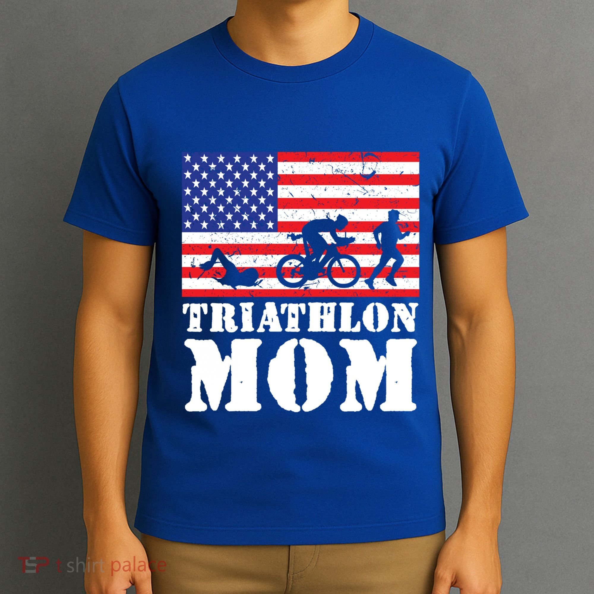 Usa American Distressed Flag Triathlon Mom For Her Gift T-Shirt