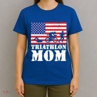 Usa American Distressed Flag Triathlon Mom For Her Gift T-Shirt thumb 4