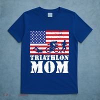 Usa American Distressed Flag Triathlon Mom For Her Gift T-Shirt thumb 5