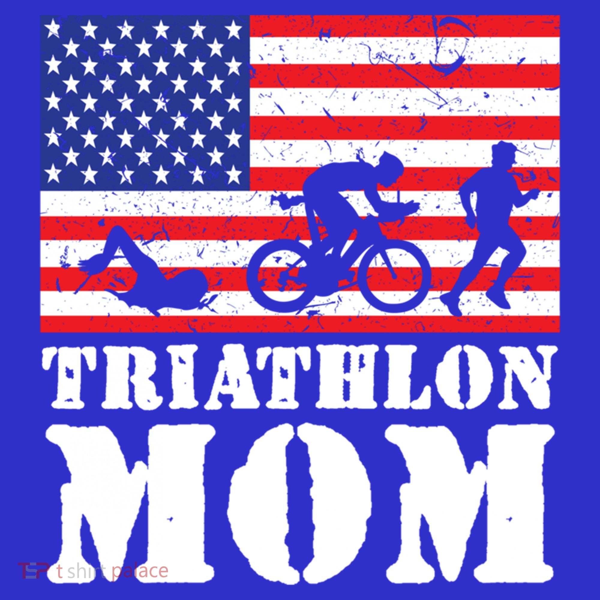 Usa American Distressed Flag Triathlon Mom For Her Gift T-Shirt